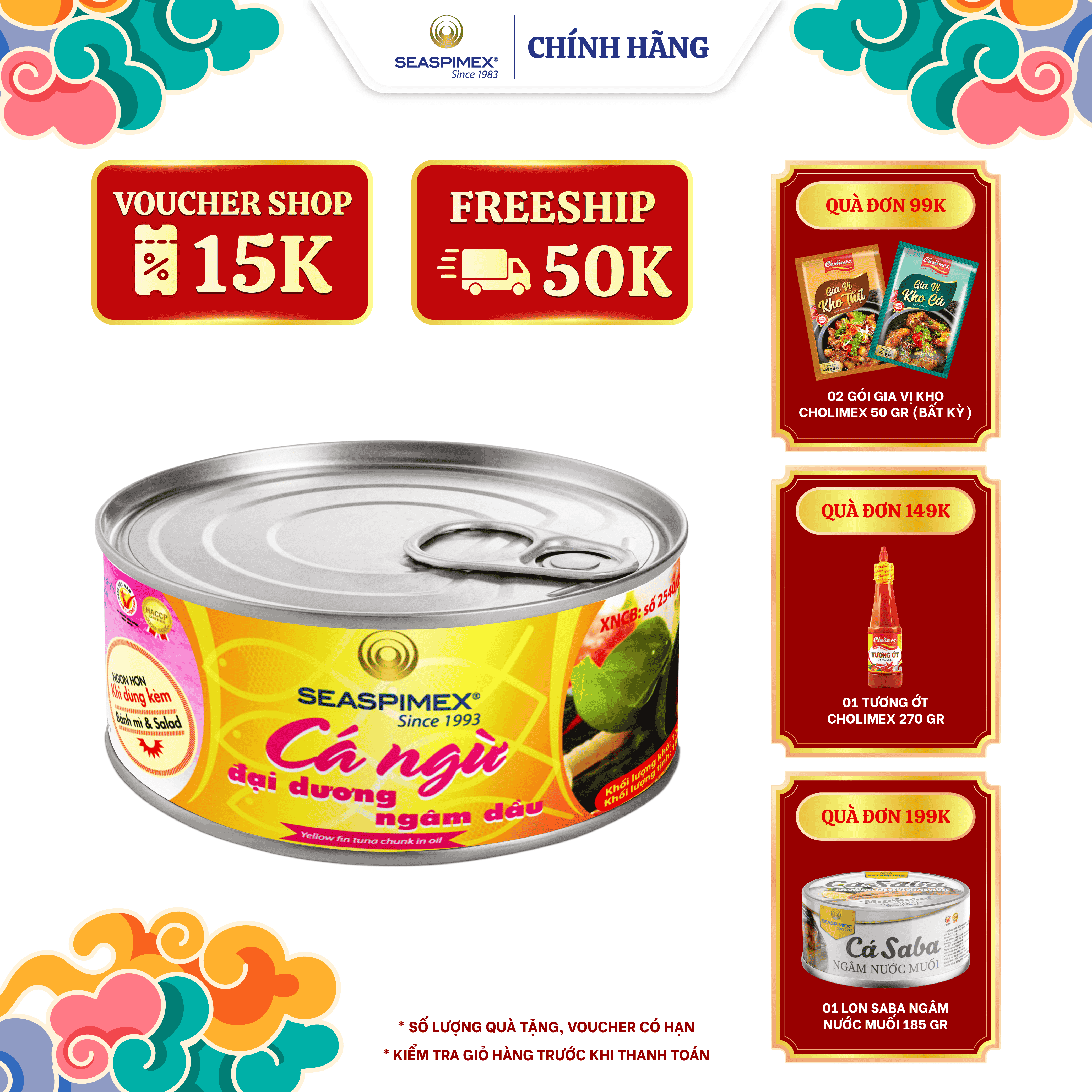 Cá Ngừ Đại Dương Ngâm Dầu SEASPIMEX 185gr