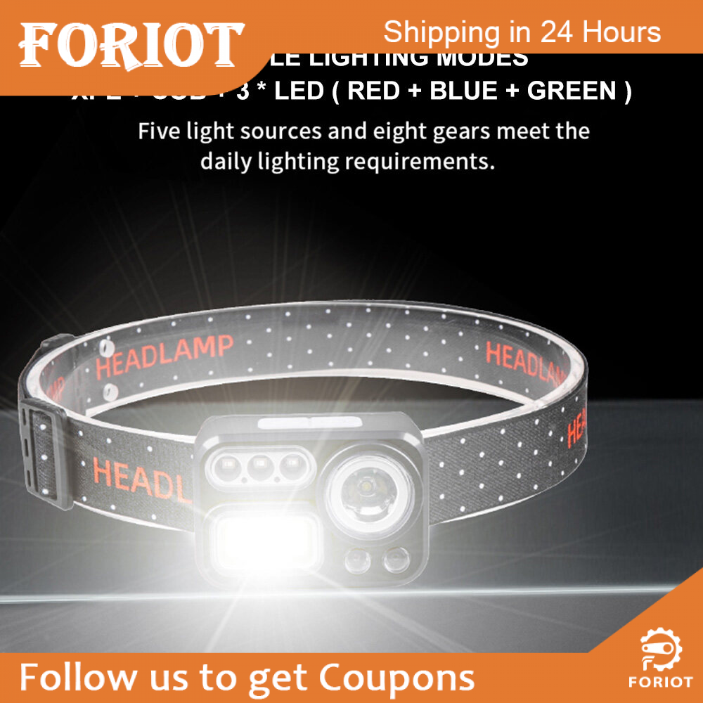 SHXZ diymore LED Head Torch Rechargeable Headlamp with 8 Lighting & Sensor Modes USB Fast Charging Headlight Miner's Lamp