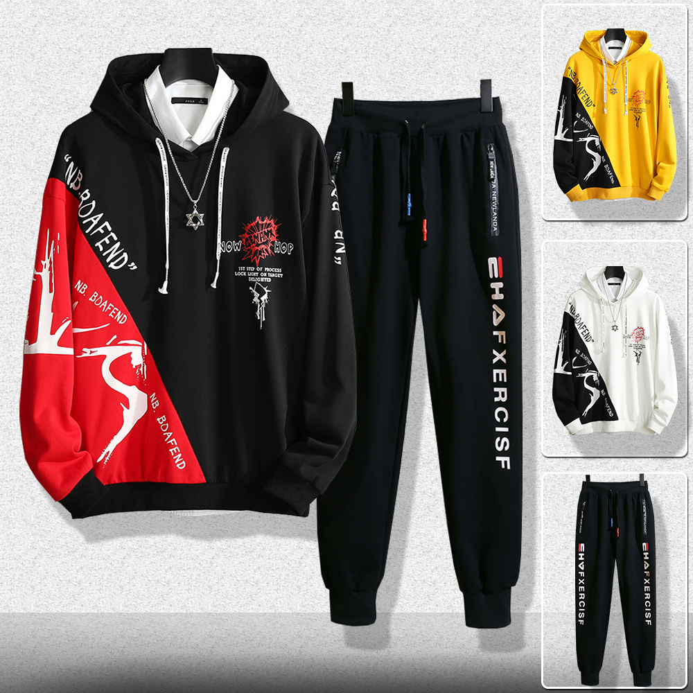 Bộ Quần Áo Nỉ Nam Thu Đông Áo Hoodies ROAFEND Có Mũ Trùm Đầu Phối 2 Màu Trẻ Trung Kết Hợp Với Quần Jogger Phối Chữ Thể Thao Năng Động Thời Trang Hàn Quốc Hot Hit FORHIMCS2 SET GHEP TOP 129 + JOGGER 75