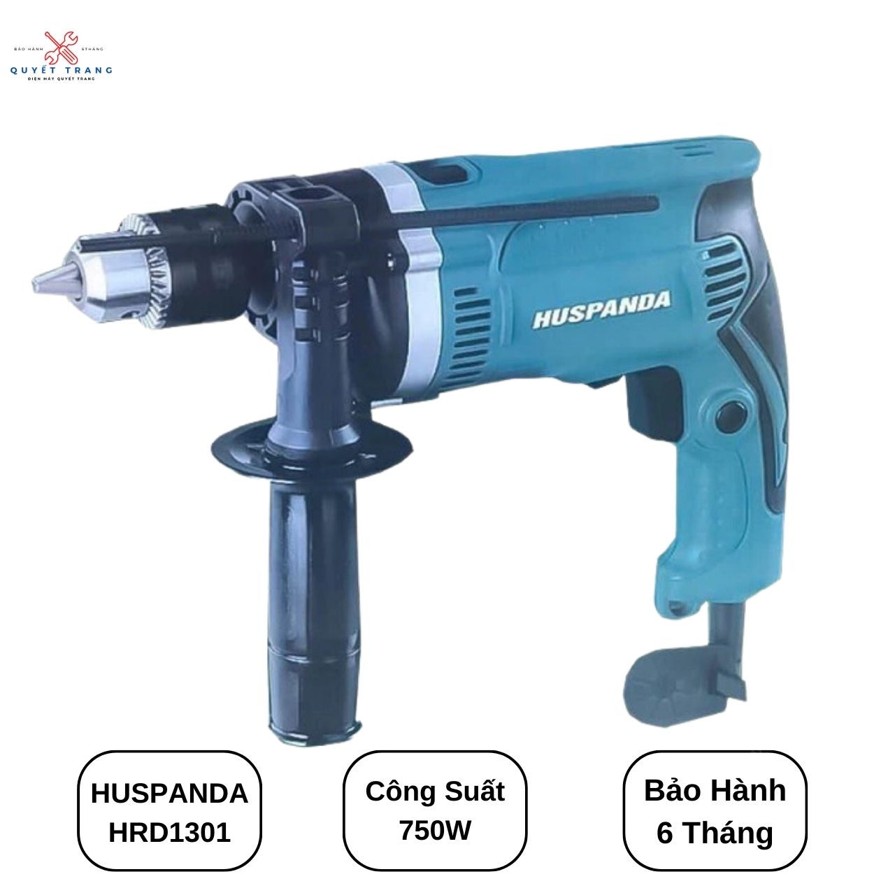 Máy khoan điện huspanda đầu kẹp 13mm công suất 750w chuẩn dây đồng bảo hành 6 tháng