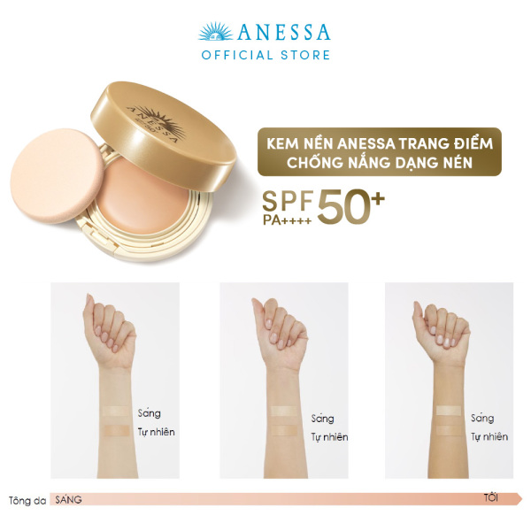 Kem nền trang điểm chống nắng dưỡng da dạng nén ANESSA Perfect UV Sunscreen Skincare Base Makeup SPF50+ PA+++