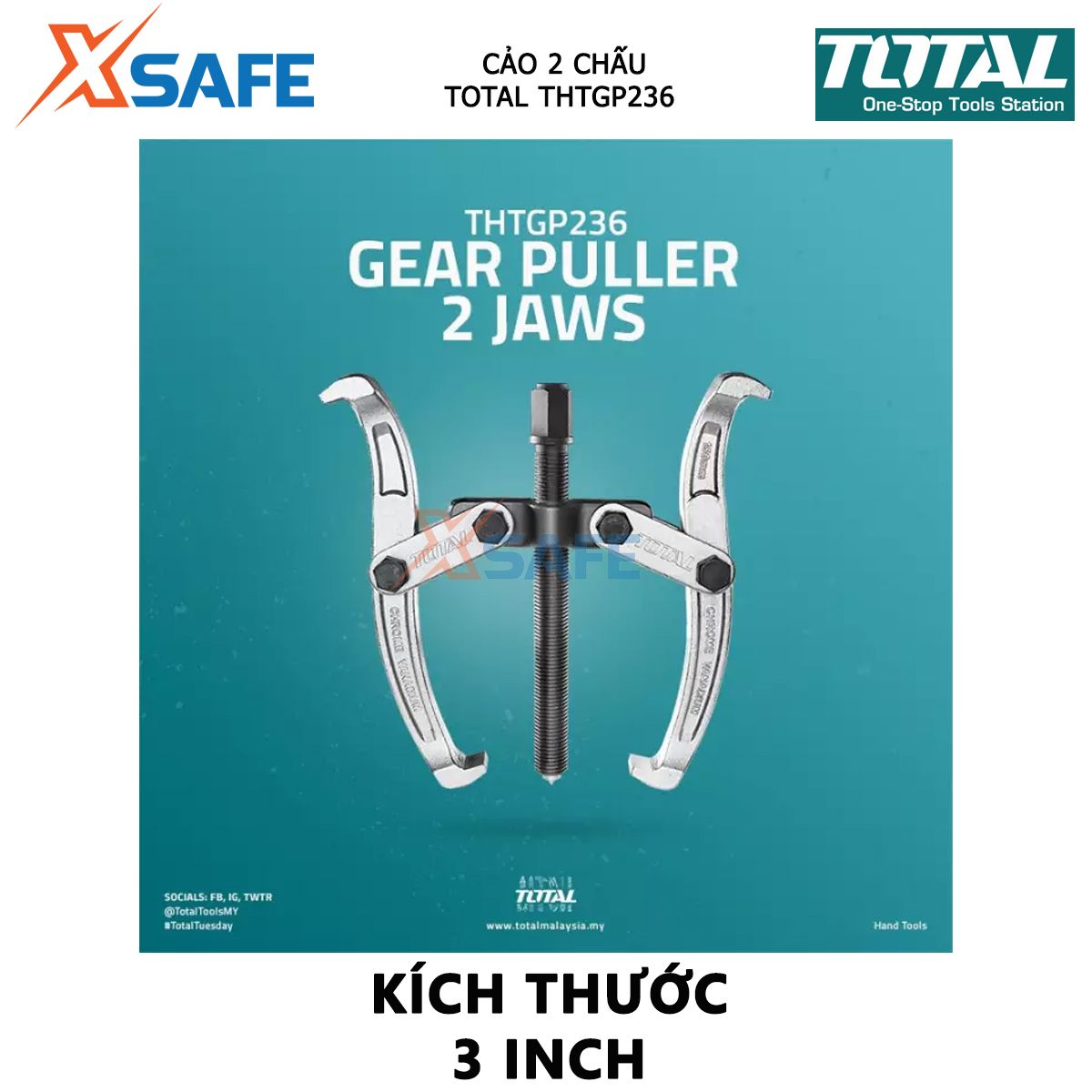 Puller 2 Prong 3 inch total THTGP236 | puller size 3 ", hydraulic puller maximum 2000 kg, material by CR-V, high heat-resistant removable bearings, bearing repair maintenance, Assembly of the machinery, device [XTools] [xsafe]