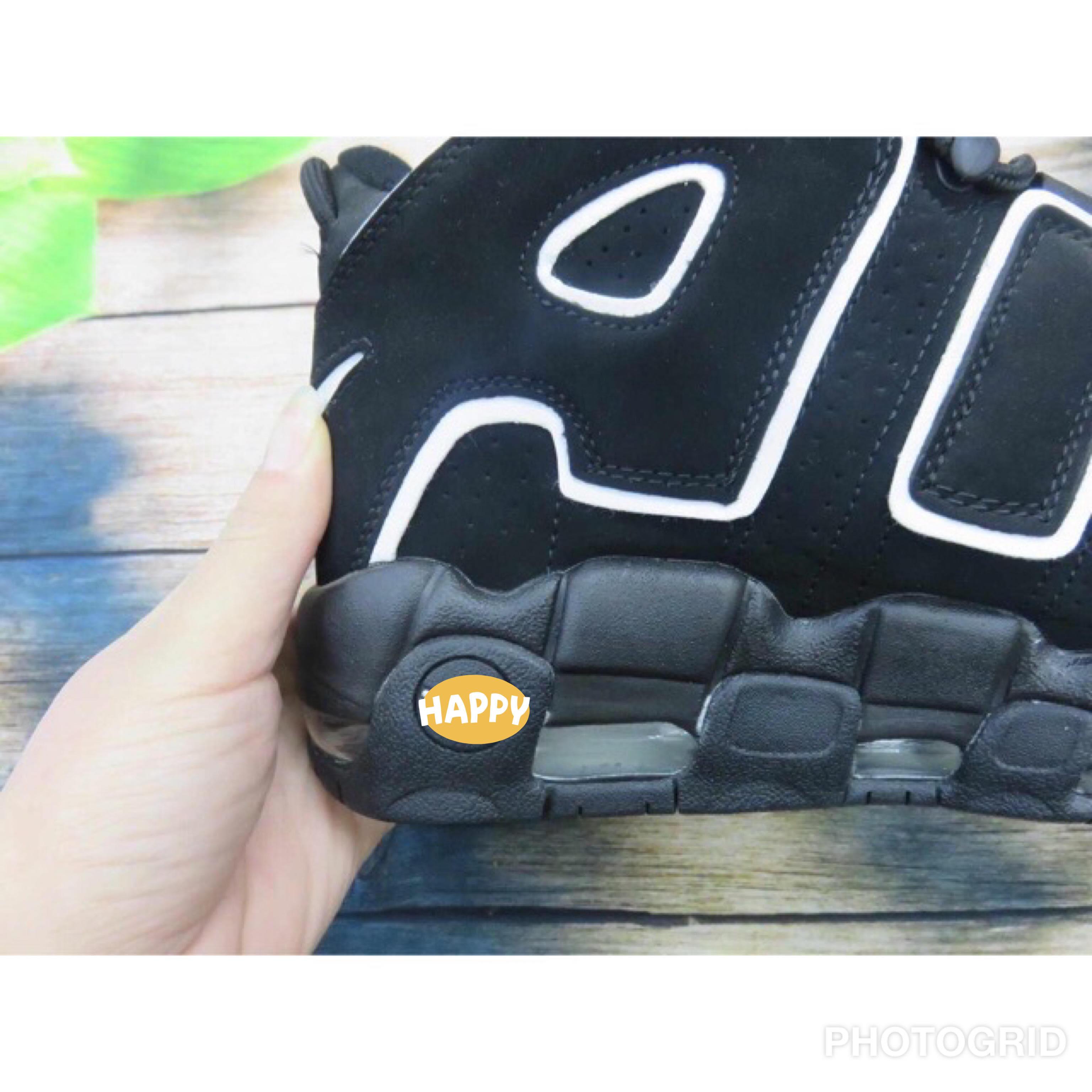 giầy thế thao sneaker uptempo đen viền trắng nữ 2020