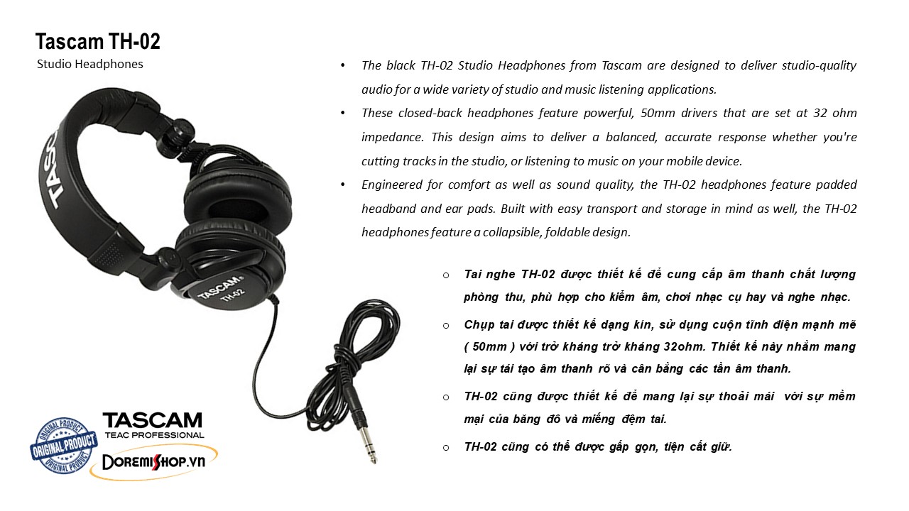 [HCM]Tai Nghe Kiểm Âm Phòng Thu Tascam TH-02