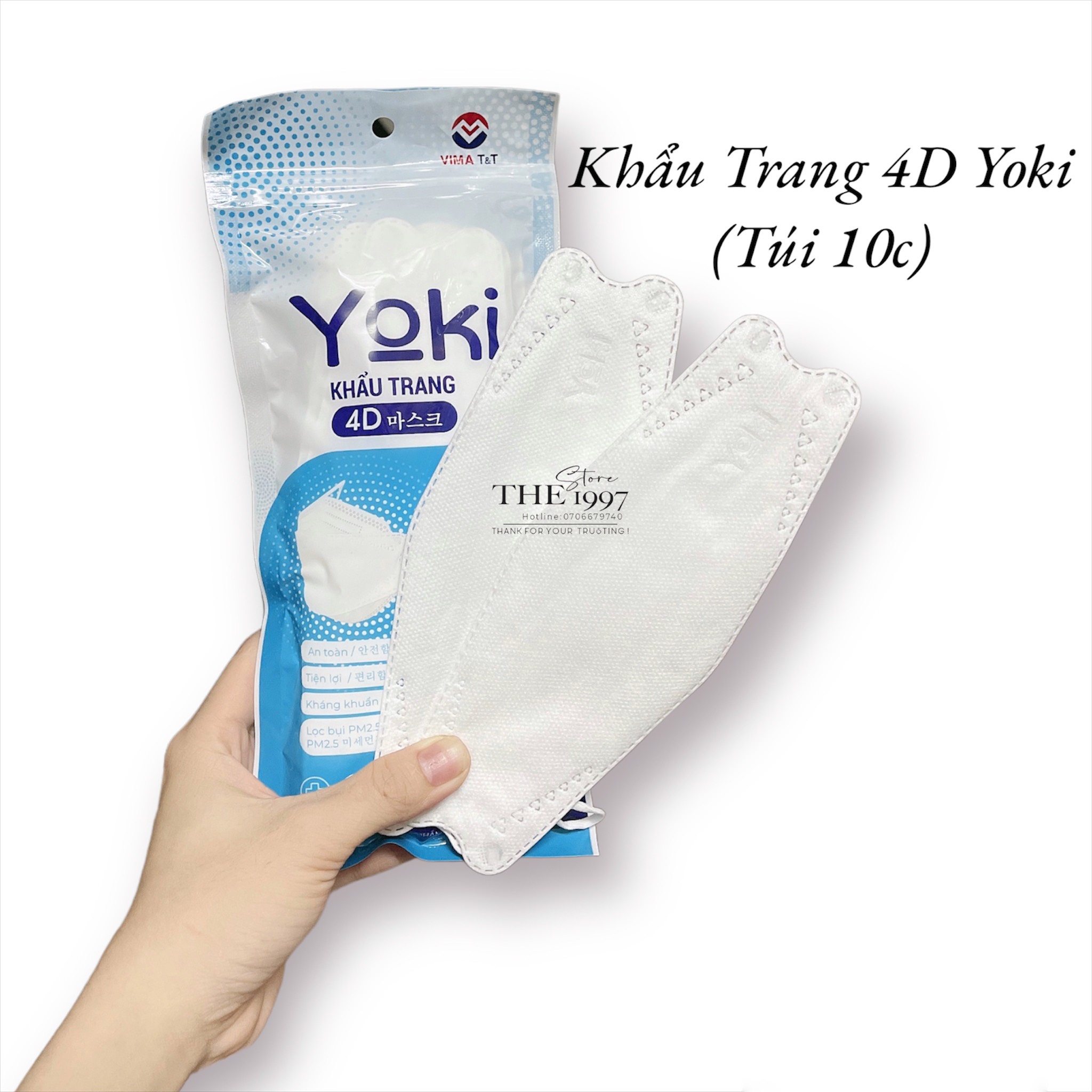 [HCM]KHẨU TRANG 4D KF94 Yoki HÀNG CTY (Bịch 10 cái) 4 Lớp