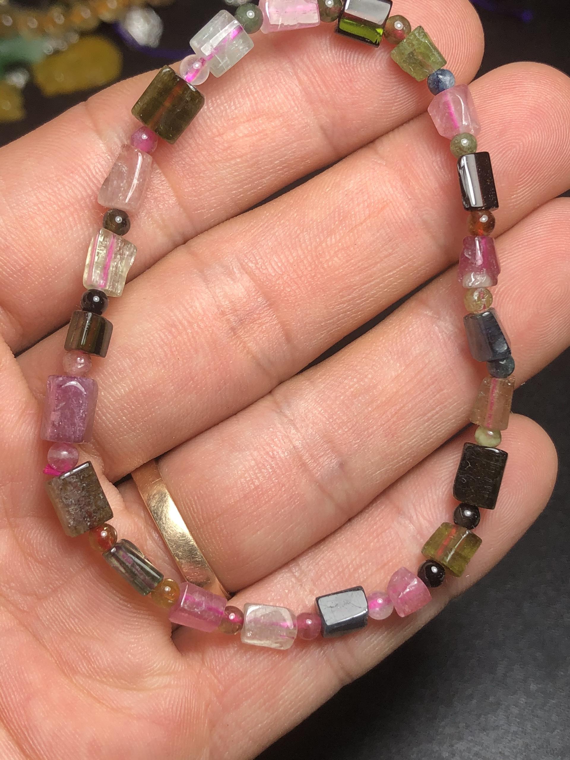 [FreeshipMAX] vòng tay đá tourmaline vụn mini 5li