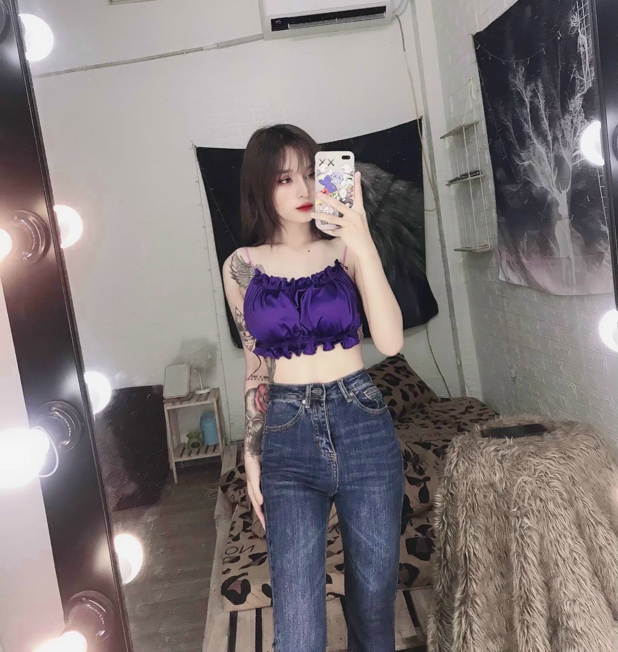 Áo kiểu croptop bèo hở lưng chéo dây cực sexy , chất phi lụa mềm mịn ( ảnh thật )