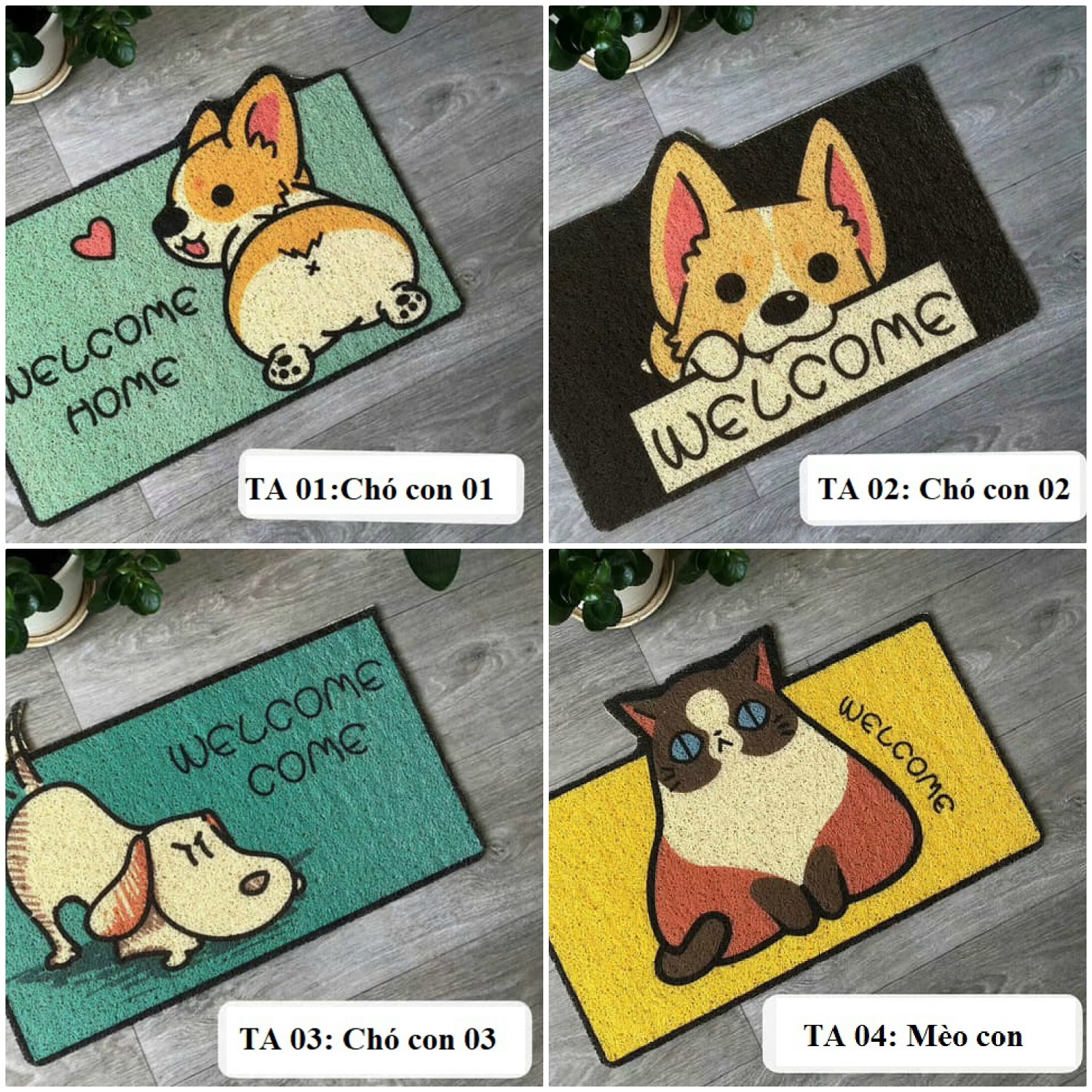 Thảm chùi chân, thảm rối cửa ra vào họa tiết dễ thương