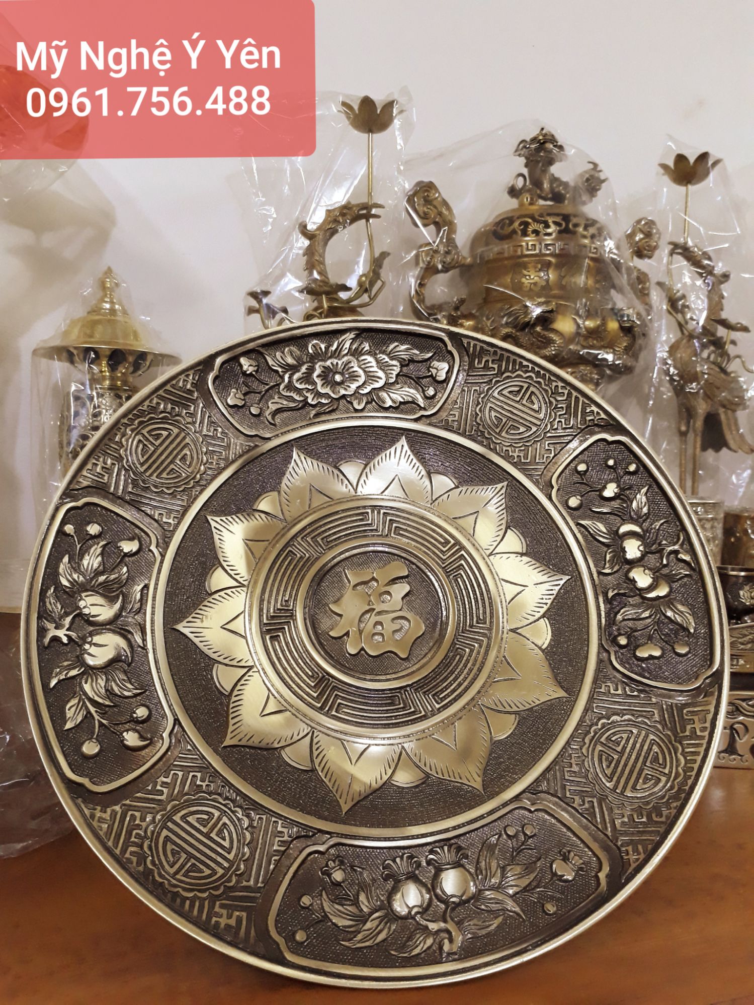 Mâm quả Mâm bồng đồng nguyên chất 35cm