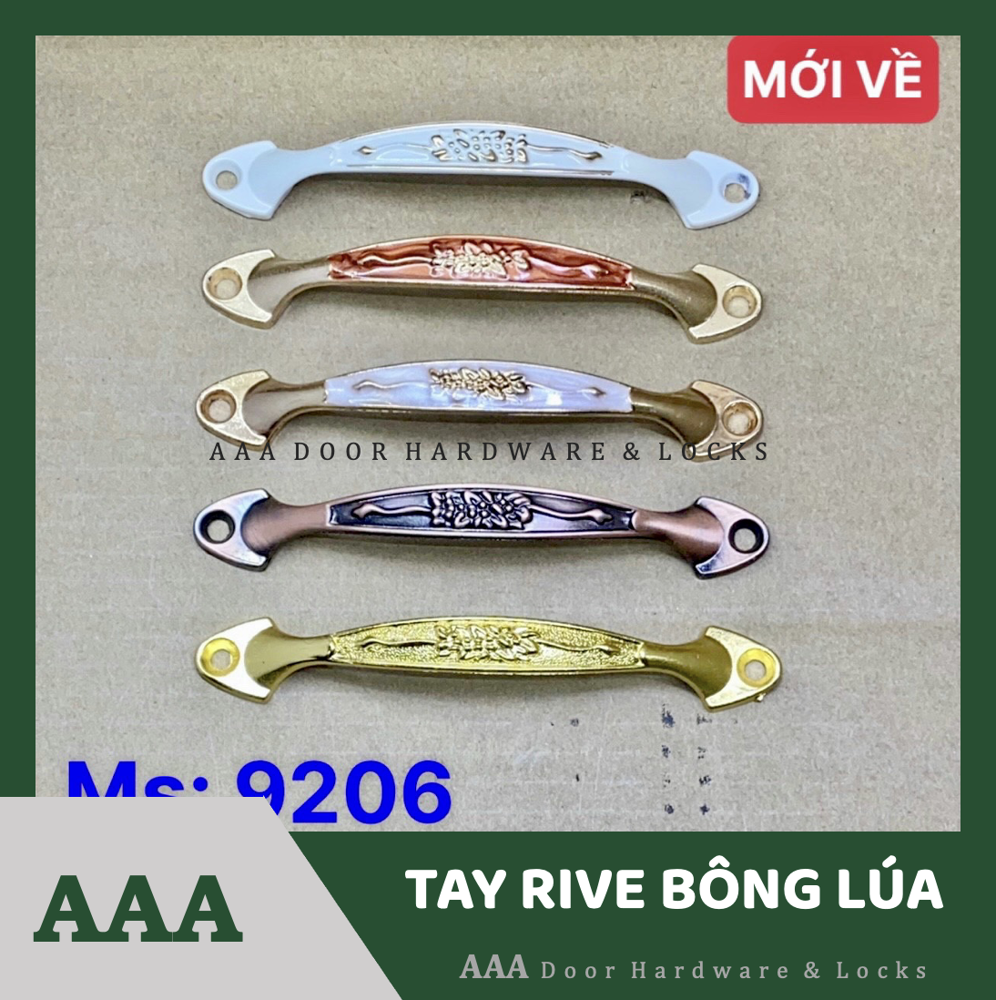 Tay nắm tủ hoạ tiết bông lúa bắt rive