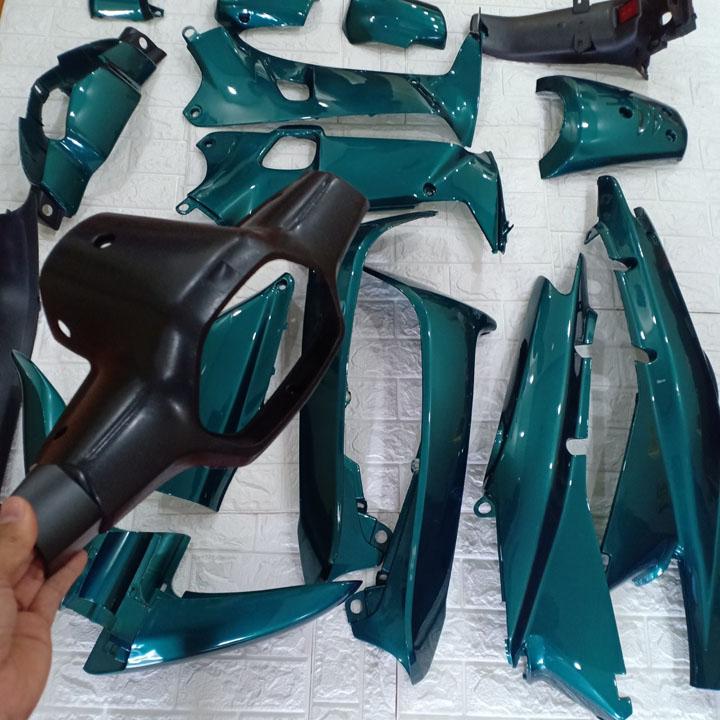 [TẶNG TEM]  Bộ dàn áo xe Wave THÁI - Wave đèn pha 1 mắt, Wave ZX, WAVE anpha - wave 110 đời xe 1997 đến 2006, Nhựa nguyên sinh ABS màu Xanh Rêu - có TẶNG BỘ TEM cao cấp