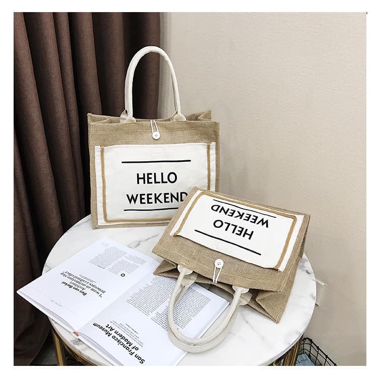 Túi Cói Đi Biển Đi Du Lịch Hello Weekend