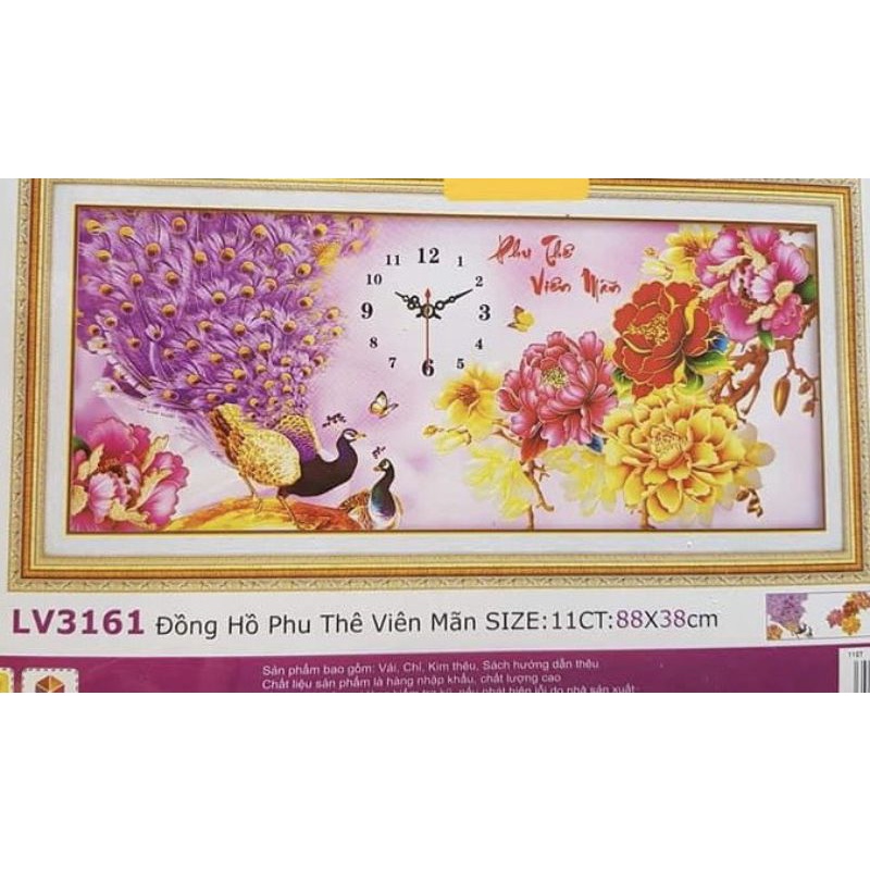 Tranh thêu TL Đồng hồ Cha Mẹ,Thần Tài