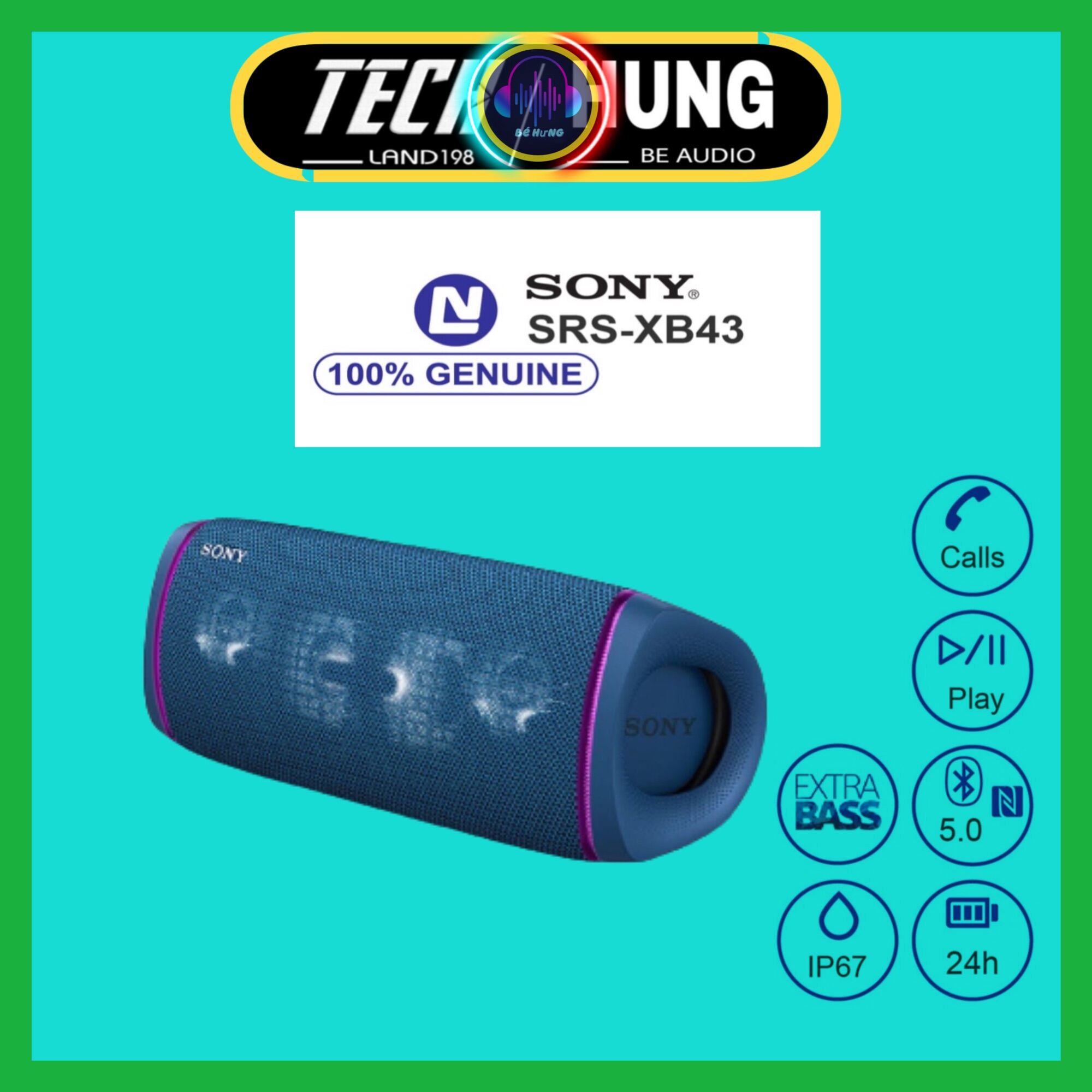 Loa bluetooth extra bass sony srs-xb43 2 màu - bảo hành 12 tháng chính hãng