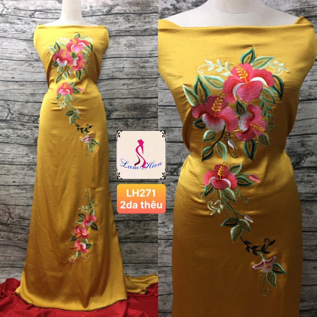Vải áo dài lụa đẹp bông thêu LH271