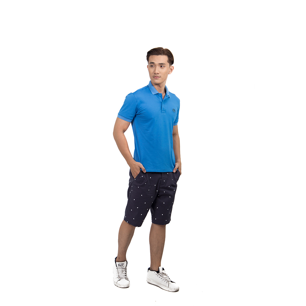 Áo thun Polo nam Novelty trơn màu xanh coban NATMMTMPSR200018N