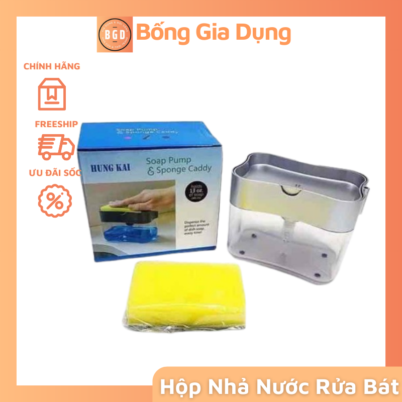 Hộp đựng nước rửa bát chén thông minh tăng kèm mút rửa chén