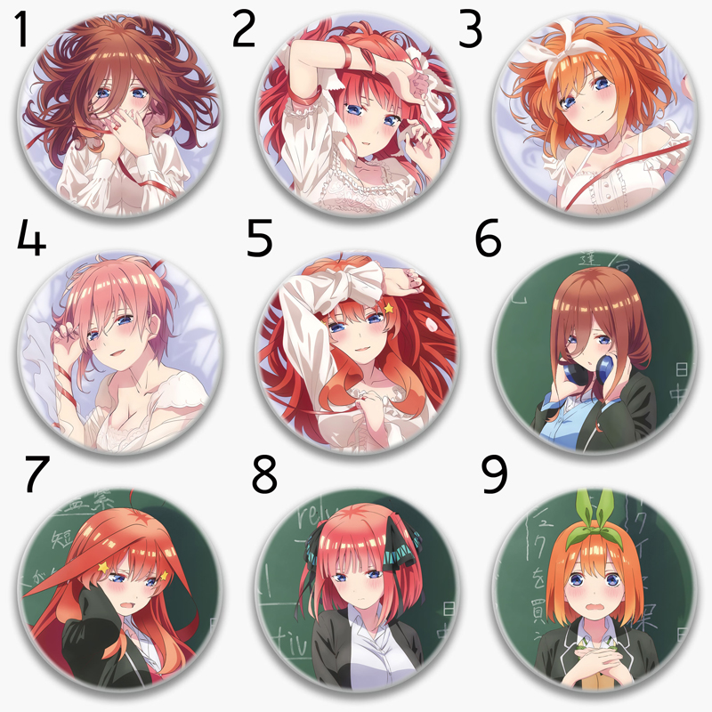 Huy hiệu Nakano Miku Ichika Nakano Yotsuba Nakano Nino Nakano Itsuki Nakano Go-Toubun no Hanayome 0399M