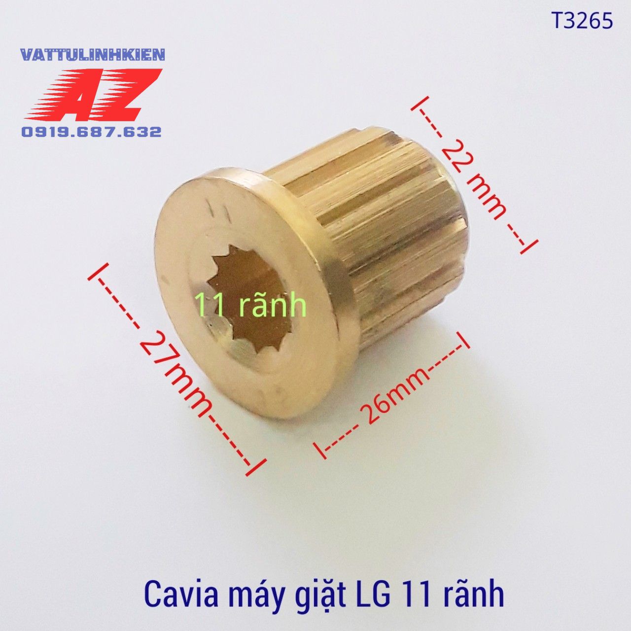 Ốc Cavia đồng thau mâm máy giặt 11 răng