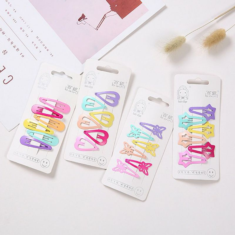 Set 6 kẹp tóc ngôi sao, trái tim nhiều màu