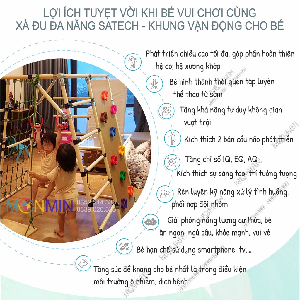 Xà đu đa năng Satech - Khung vận động cho bé - Bộ Gấp Gọn