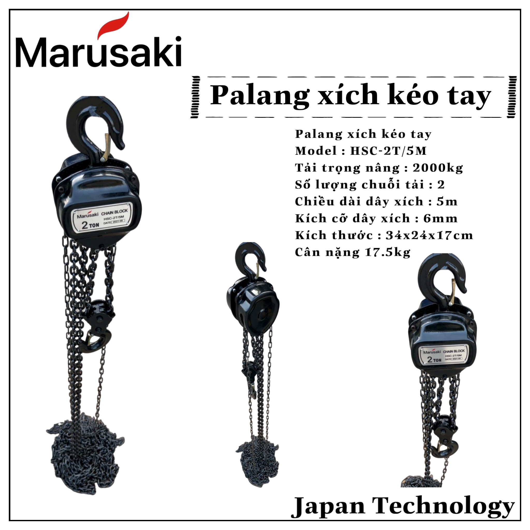 Palang xích Marusaki HSC-2T/3M và 2T/5M
