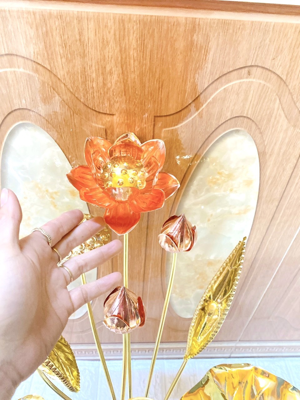 BÓ HOA SEN 10 BÔNG 70 CM BẰNG ĐỒNG
