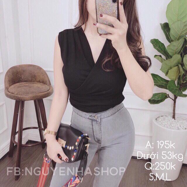 Áo Thun Lụa Sát Nách Kiểu Cổ V Đắp Chéo Gợi Cảm TTSL0038