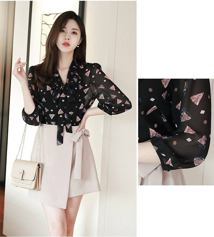 [HCM]Áo Sơ Mi Nữ In Họa Tiết Thời Trang