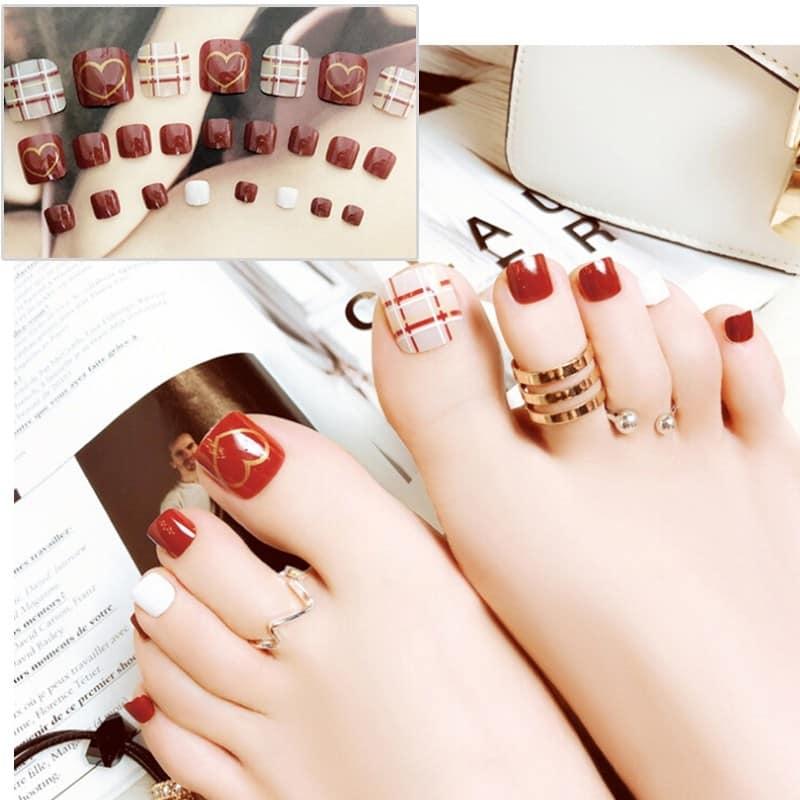 Bộ 24 Móng chân giả , móng giả C5 (kèm keo dán)