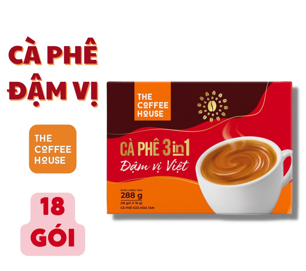Cà phê 3IN1 Đậm vị Việt The Coffee House (18 gói x 16 g)