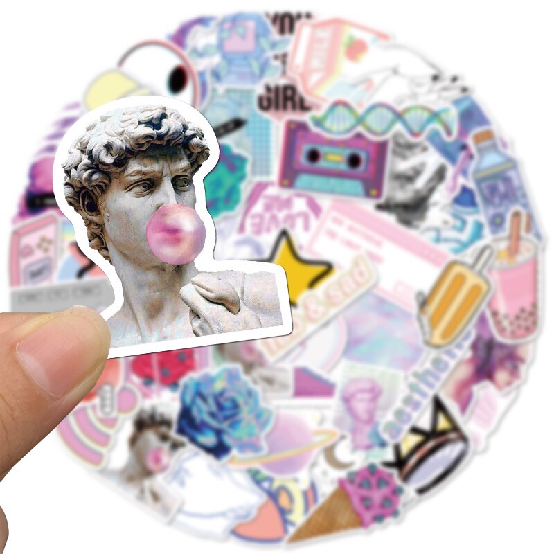 [HCM]Sticker Hình Dán Nghệ Thuật Tông Tím Mộng Mơ