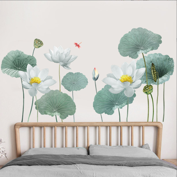 Decal trang trí tường - Hoa sen trắng