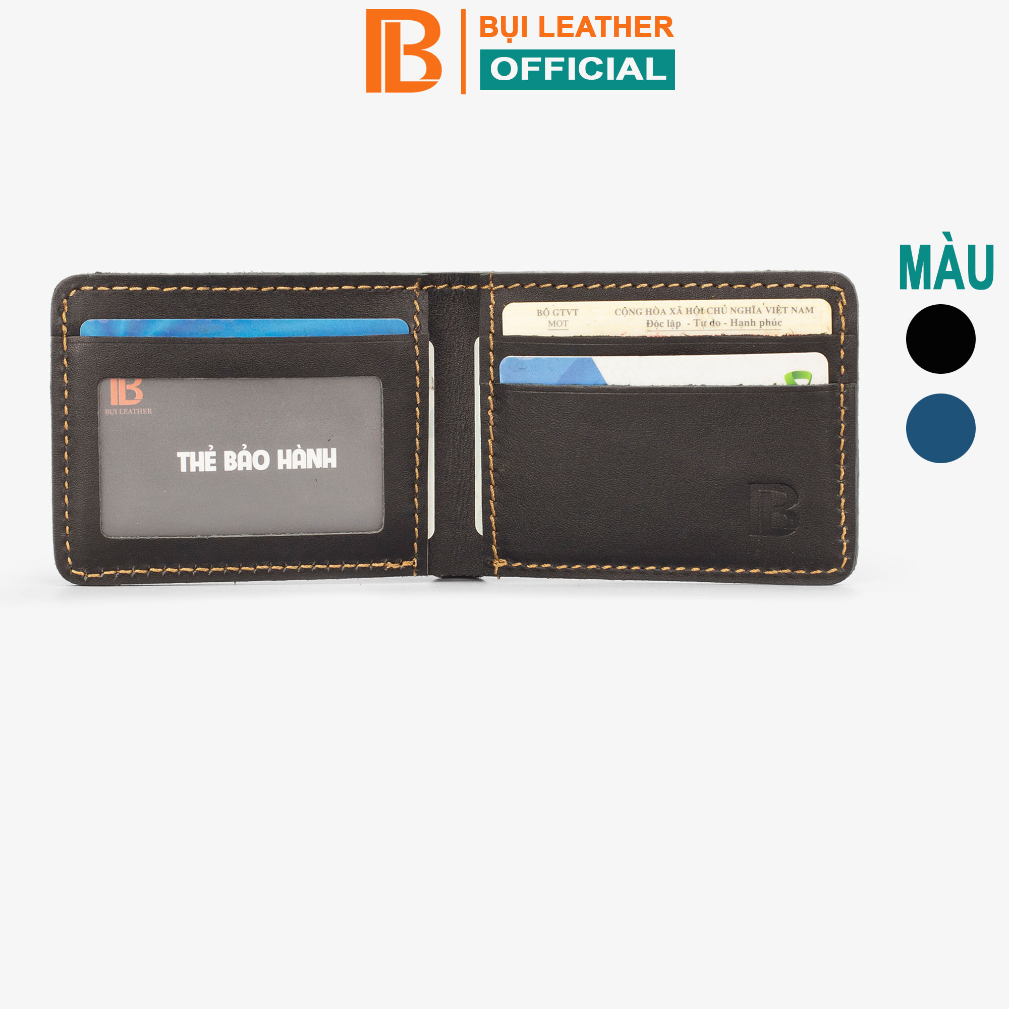 Ví nam mini V115 cao cấp- Ví nam nhỏ gọn da bò Nappa, 2 màu lựa chọn-Da thật, thương hiệu Bụi leather-BH 12 tháng