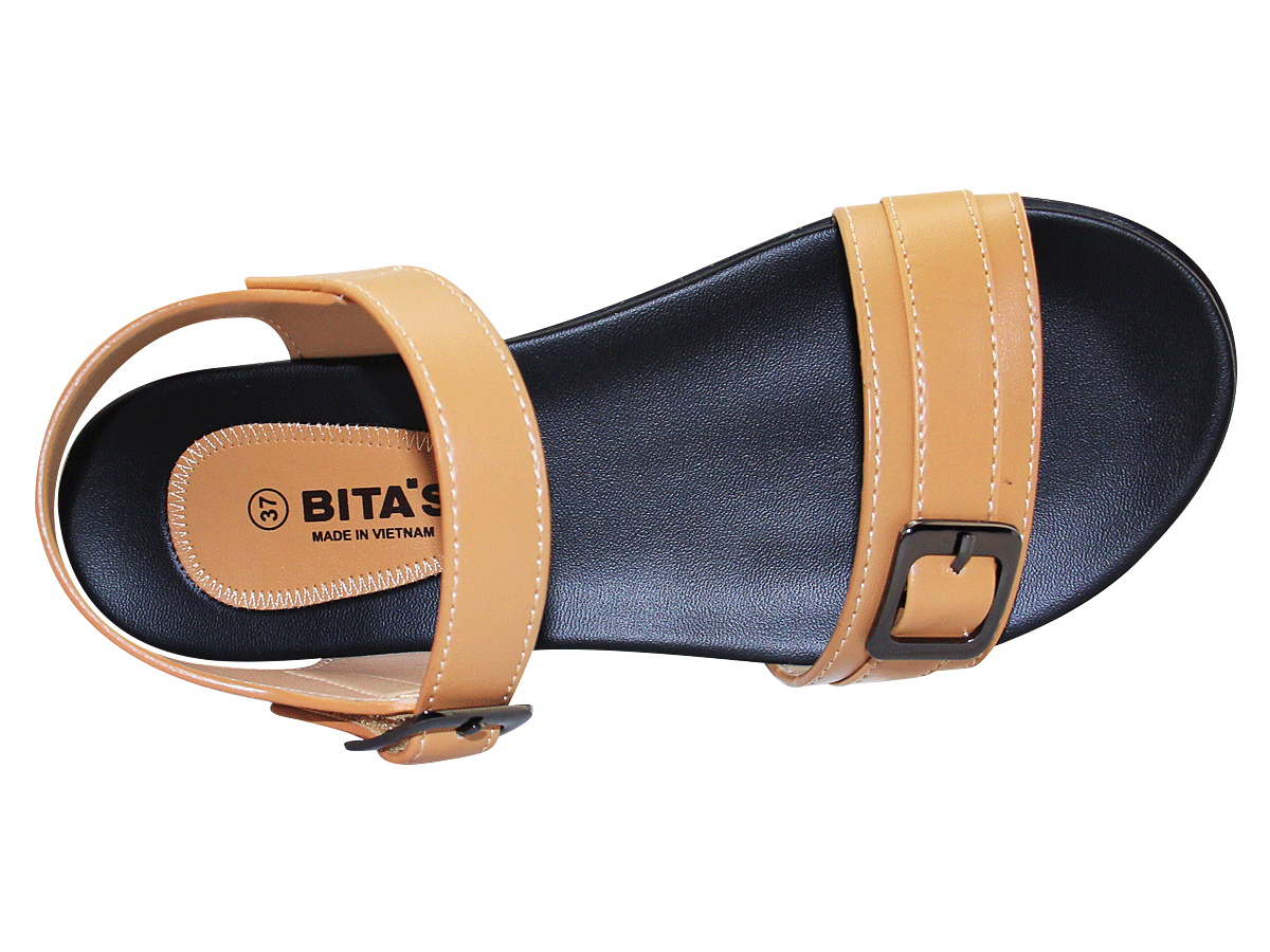 Sandal đế bằng nữ Bita's SYN.239 (Đen + Trắng + Vàng bò + Xám)