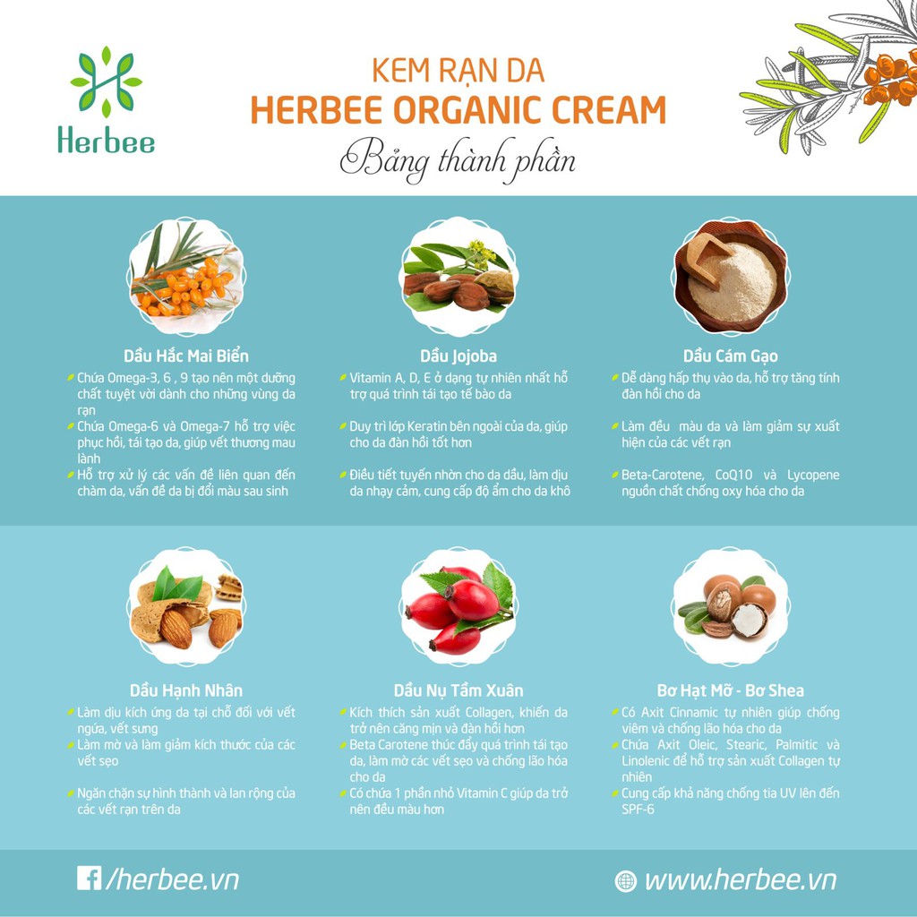 Kem Rạn Da Herbee Organic Cream