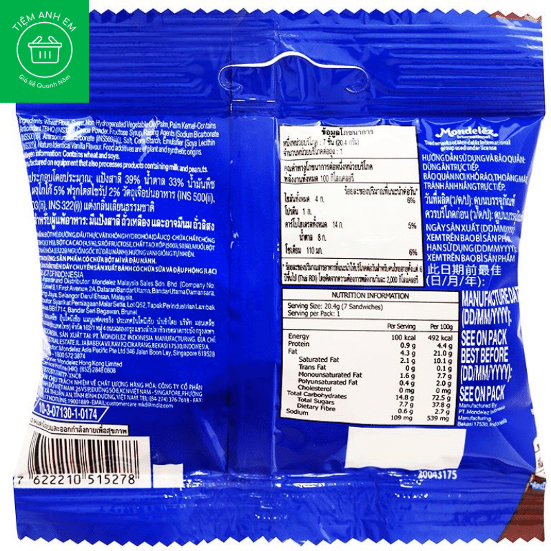 Bánh quy Oreo Mini kem socola gói 20.4g