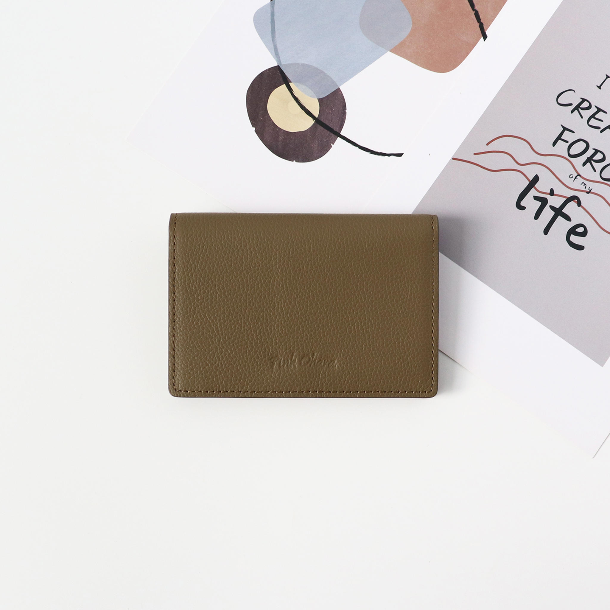 Ví đựng thẻ card Mundo - da bò vân hạt nhập Nhật