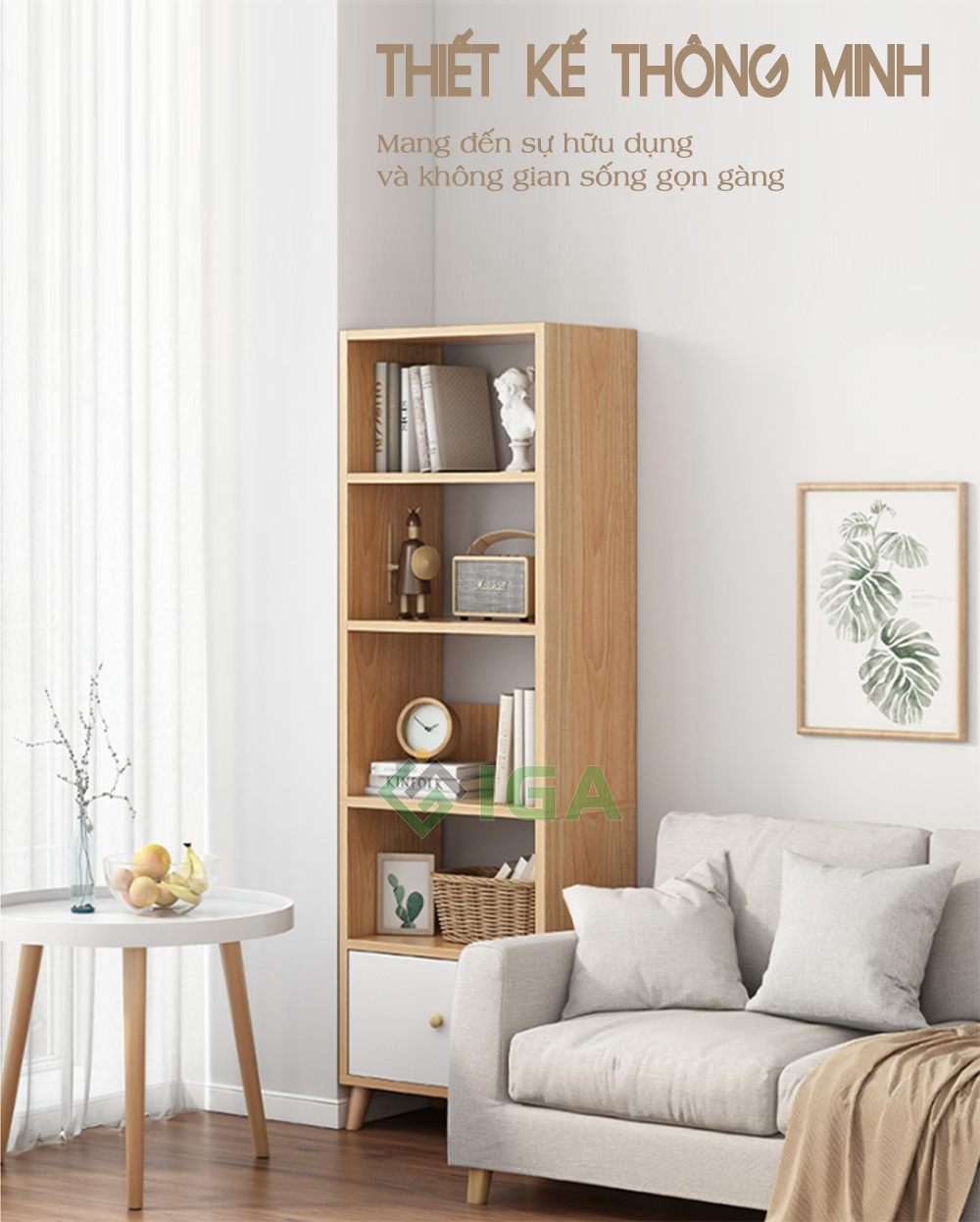 Tủ Sách Gỗ Đa Tầng Phong Cách Nordic - GP144