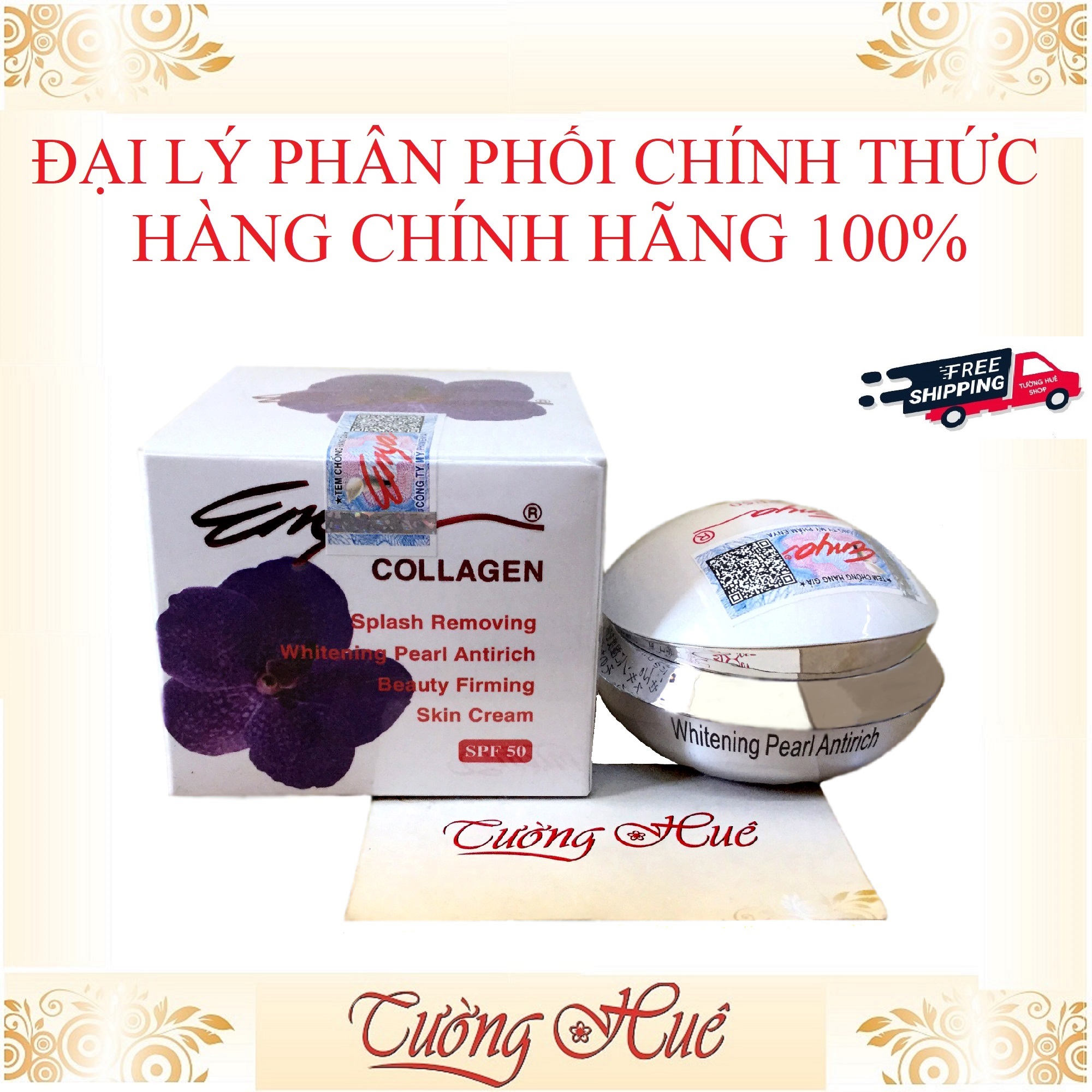 Kem Dưỡng Trắng ENYA Tinh chất Collagen, Ngọc Trai - 30g - Bông tím - HÀNG CHÍNH HÃNG