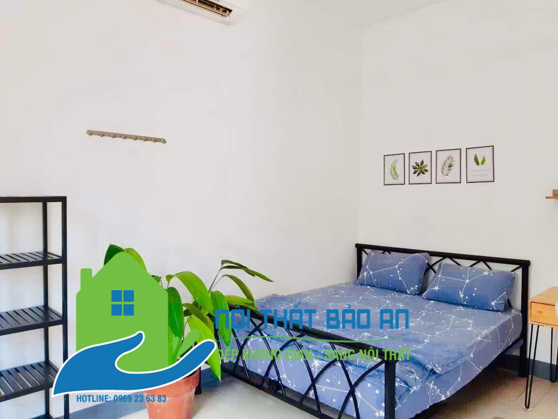 Giường sắt kiểu gỗ cao cấp nhiều kích thước