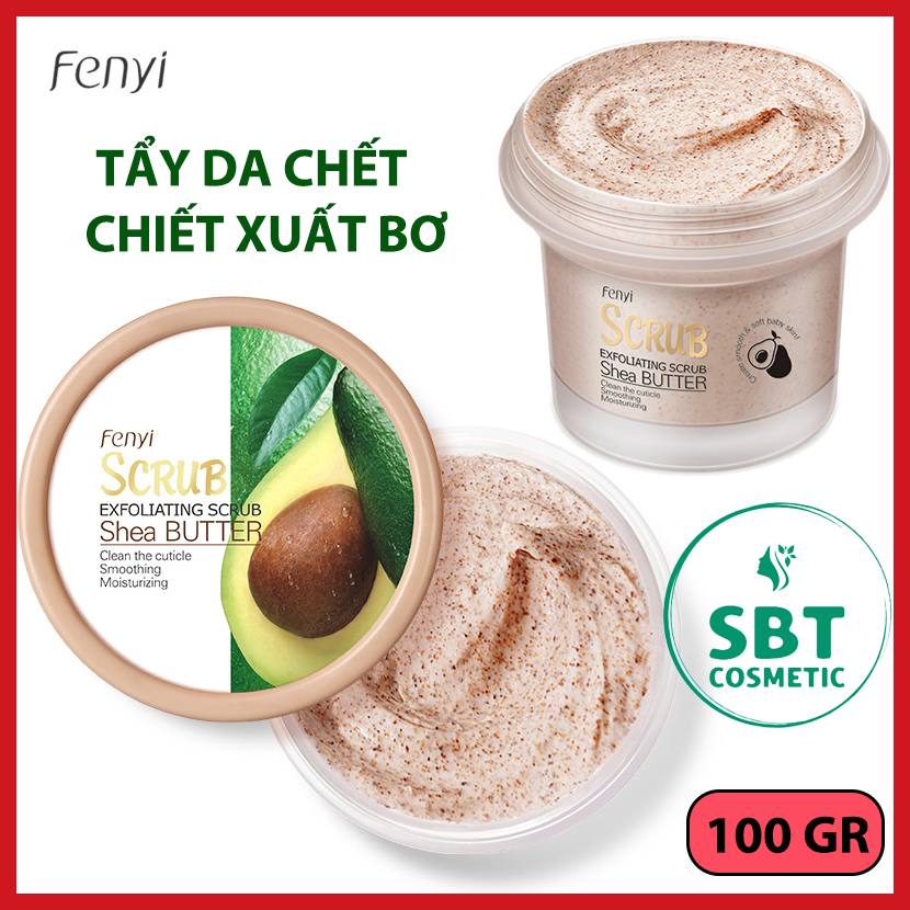 [BƠ + RAU MÁ] Kem Tẩy Tế Bào Da Chết Fenyi Scrub 100gr Dùng Cho Da Mặt Và Body - Loại Bỏ Sạch Da Chết, Dưỡng Da Trắng Sáng