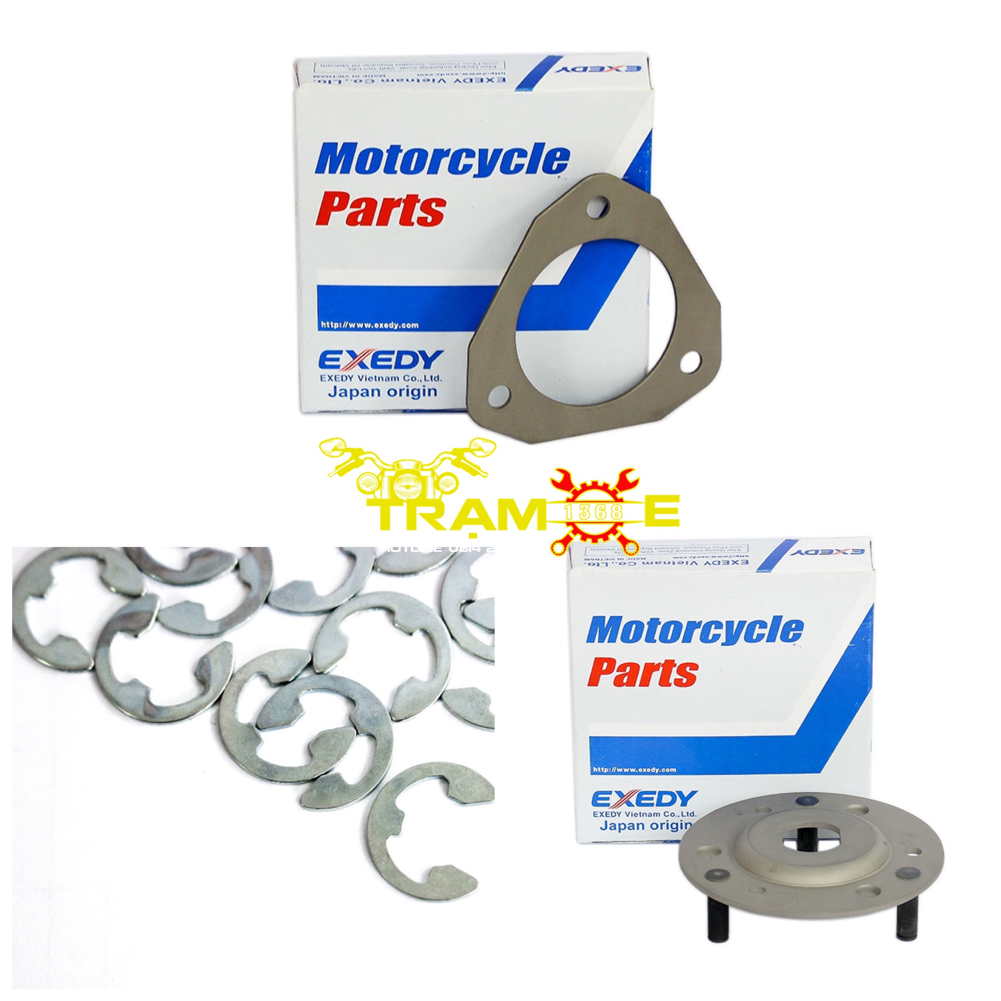 Bộ Đế 3 Càng Exedy lắp đặt cho xe tay ga Honda Trọn Bộ Gồm 3 Món Đế - Phe Cài - Tấm Chặn