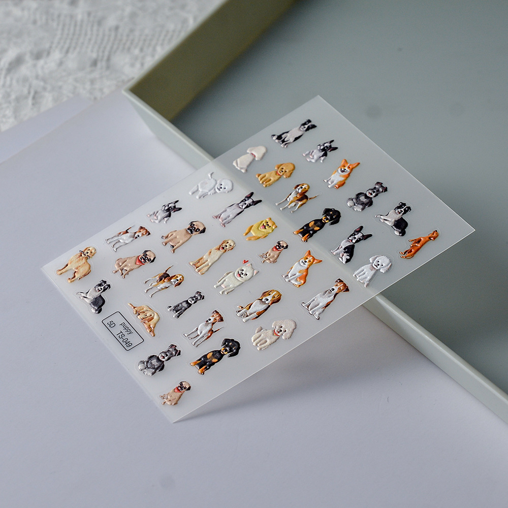 Sticker Lụa Nổi 5D | Bé Chó | Hình Dán Móng Tay TS-049