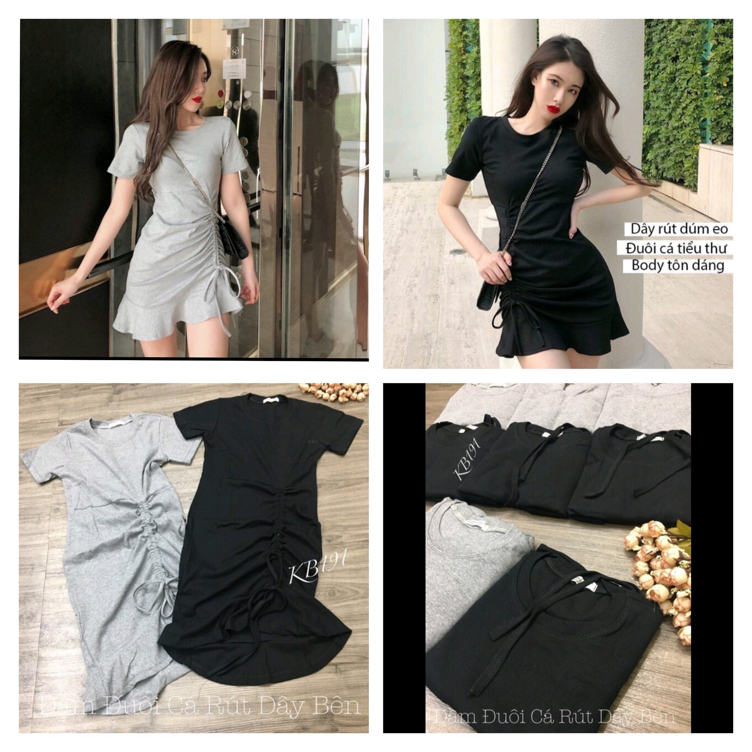 [ Chuyên sỉ ] Váy Đầm body đuôi cá rút dây eo Siêu Hot - FREESHIP