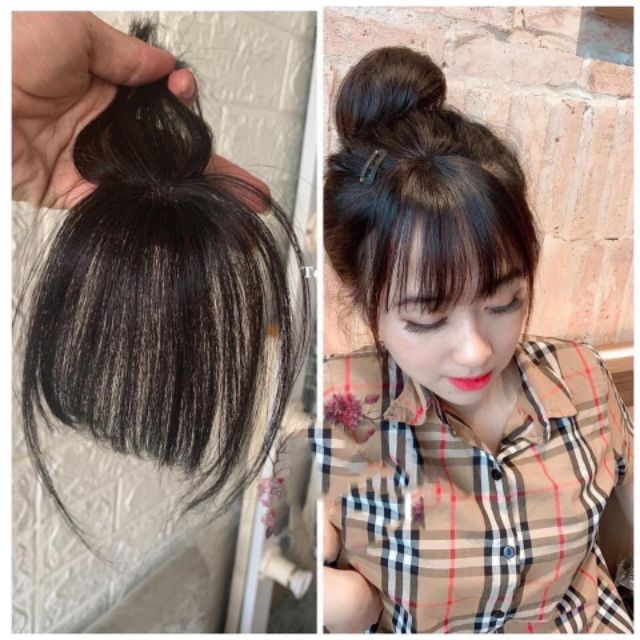 Tóc giả mái thật 3D 💄 FREESHIP 💄 tóc giả mái thưa tóc thật 3Dk