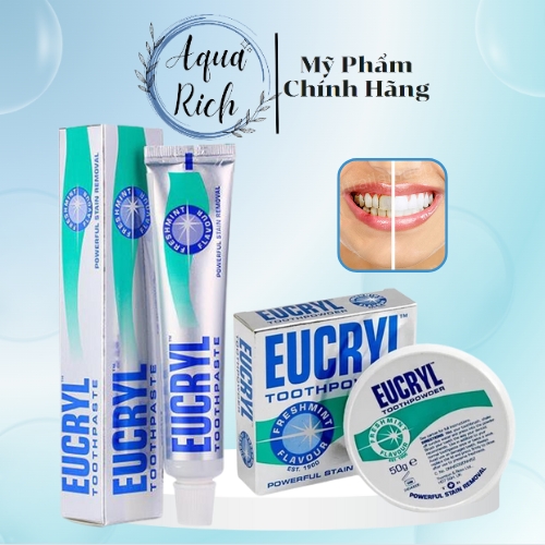 Kem Đánh Răng/Bột Tẩy Trắng Răng Eucryl Powerful Stain Removal Toothpowder 50g