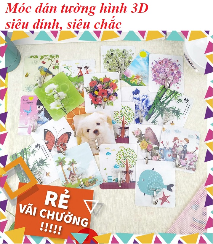 [SALE GIÁ RẺ] COMBO 10 MÓC DÁN TƯỜNG HÌNH 3D SIÊU DÍNH, SIÊU CHẮC