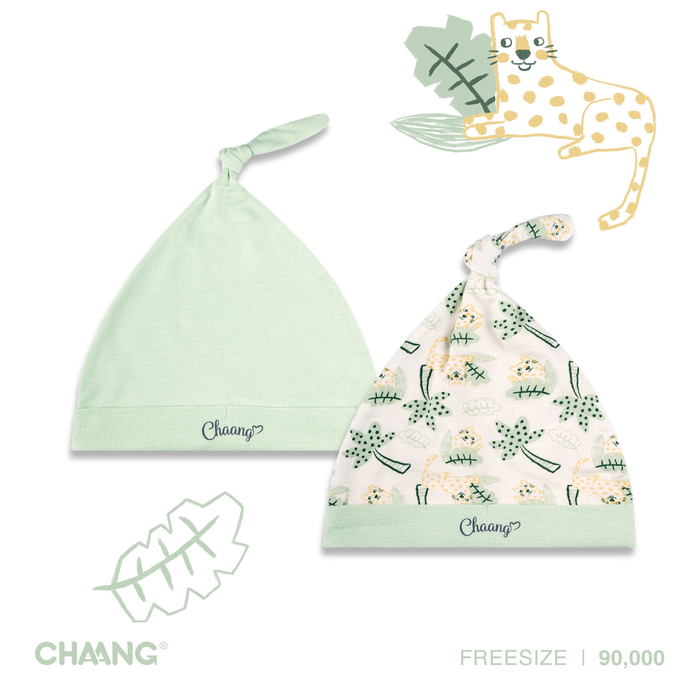 Chaang set mũ thóp cotton tiger cho bé sơ sinh