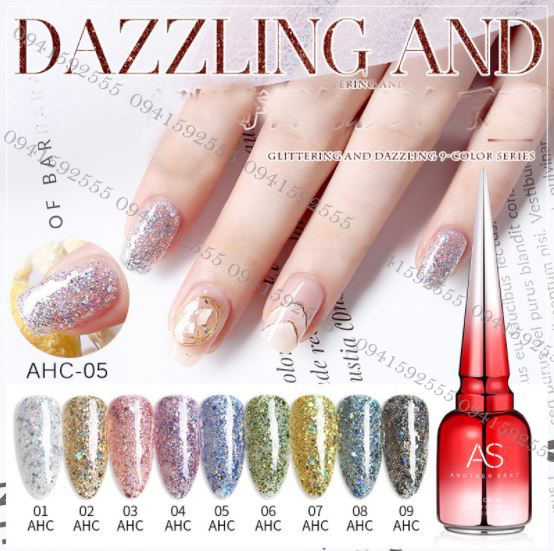 SET Sơn gel AS mã AHC mẫu chai đỏ nhọn 9 chai 15ml siêu HOT siêu xịn